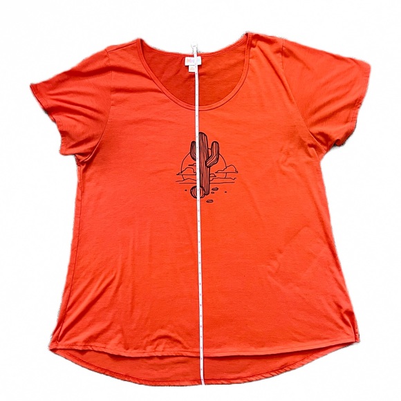 Lularoe Classic Tunic Tee Orange Cactus Graphic T-shirt Long Flowy - Picture 5 of 8
